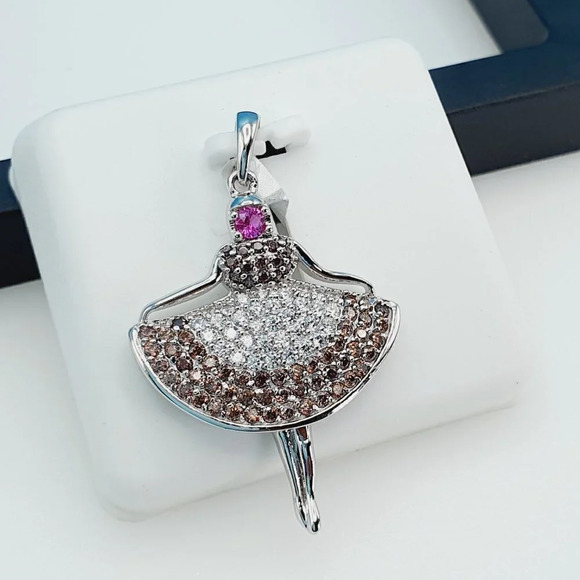 925 Sterling Silver Cubic Zirconia Pendant, UU1P6A6039 - Picture 3 of 8